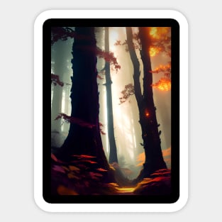 The Fantasy Light In Forest. Sticker